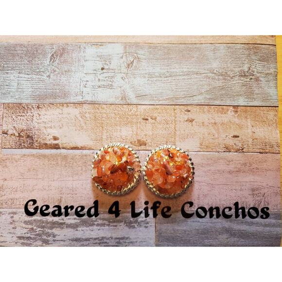 Gemstone inlay conchos,  round replacement conchos saddle conchos, screwback - Picture 1 of 3